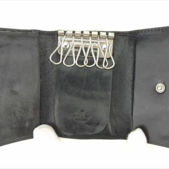 Gucci Key case Key holder Black leather Woman unisex Authentic Used S979 - Picture 2 of 8